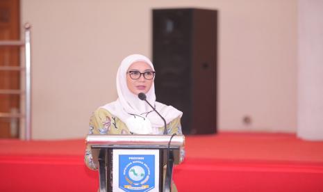 Founder Sekuntum Melati, Melati Erzaldi, saat launching Sekolah Untuk Perempuan Jadi Mandiri dan Terlatih (Sekuntum Melati) batch 3.