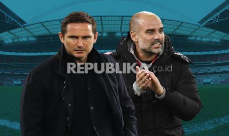 Frank Lampard (kiri) akan beradu taktik dengan Pep Guardiola saat Chelsea manghadapi Manchester City di Stamford Bridge, Ahad (3/1).