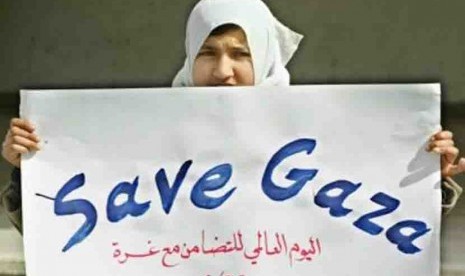 Gadis Palestina memprotes blokade Israel atas Gaza