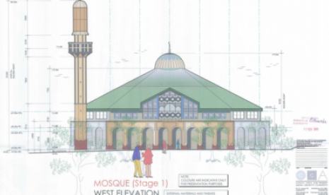 Ilustrasi desain pembangunan masjid.