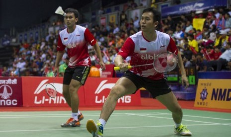 Ganda putra Indonesia, Hendra Setiawan (kanan) - Mohammad Ahsan 