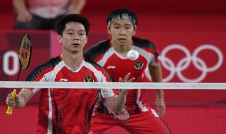 Ganda putra Indonesia Kevin Sanjaya Sukamuljo (kiri) dan Marcus Fernaldi Gideon akan tampil di perempat final ganda putra Olimpiade Tokyo.