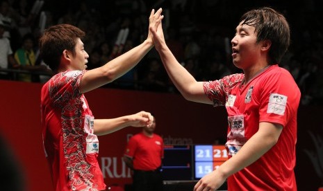 Ganda Putra Lee Yong Dae/Kim Sa Rang jadi penentu kemenangan Musica Champions melawan Berkat Abadi Banjarmasin di babak semifinal, Jumat (24/2).