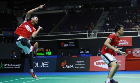 Ganda putra Mohammad Ahsan (kiri) dan Hendra Setiawan.