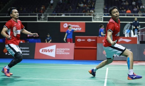 Ganda putra Mohammad Ahsan (kiri) dan Hendra Setiawan.