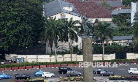 Gedung Eks Kedubes Inggris yang berlokasi di kawasan Bundaran HI, Jakarta Pusat, Kamis (18/8).  (Republika/ Yasin Habibi)