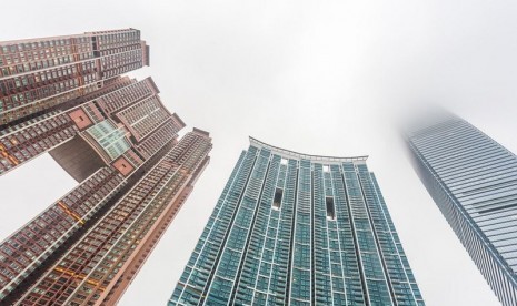 Gedung-gedung pencakar langit di Hong Kong. ilustrasi