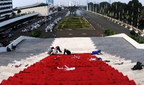 Gedung Nusantara DPR di Kompleks Parlemen Senayan, Jakarta, Selasa (21/4).