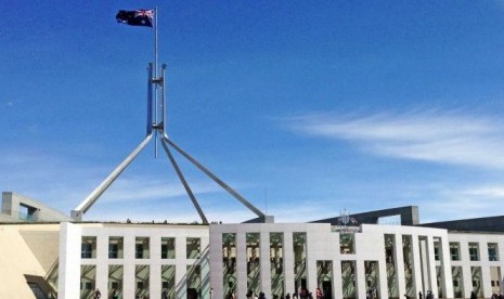 Gedung Parlemen di Canberra, Australia. Australia menangguhkan parlemen untuk menghormati para korban kebakaran. Ilustrasi.