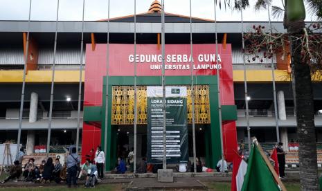 Titik Pijak Kemandirian NU Menapaki Abad Kedua. Foto:  Gedung Serba Guna Universitas Lampung menjadi tempat pemilihan Rois Aam dan Ketua Umum PB Nahdlatul Ulama (NU) pada Muktamar ke -34 NU pada Kamis (23/12).