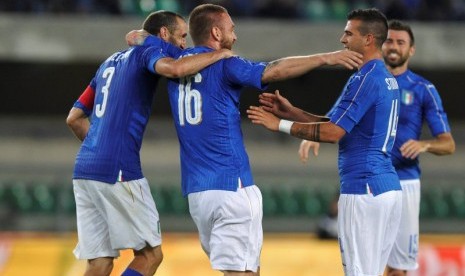 Timnas Italia merayakan gol ke gawang Finlandia (ilustrasi).