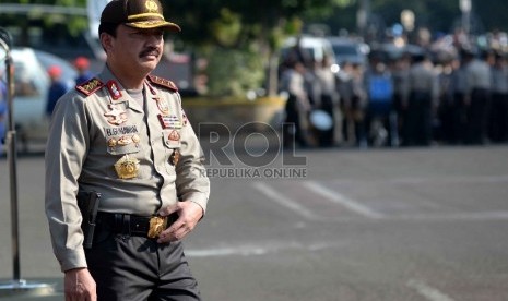 Gelar Operasi Ketupat: Wakapolri Komjen Pol Budi Gunawan saat apel pasukan Operasi Ketupat 2015 dalam rangka mengamankan Hari Raya Idul Fitri 1436 H di Lapangan Direktorat Lalu Lintas Polda Metro Jaya, Jakarta, Kamis (9/7)