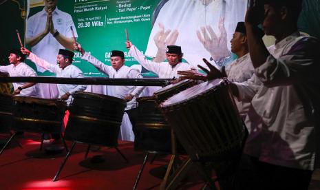 Gema Takbir dan Festival Bedug di Lapangan Bontolangkasa, Kecamatan Bontonompo, Kabupaten Gowa, Sulsel, Rabu (19/4/2023). 