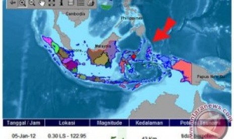 Gempa terjadi dalm skala 5,2 itu tidak berpotensi tsunami.