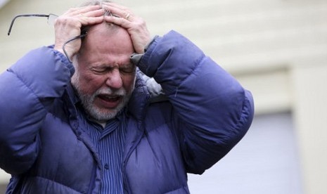 Gene Rosen becomes emotional as he describes, in an interview with the Associated Press, Monday, Dec. 17, 2012. 