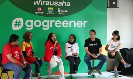 Gojek menggelar program Gojek Wirausaha (GoWir) di Hotel Moxy, Kota Bandung, Selasa (3/12). 