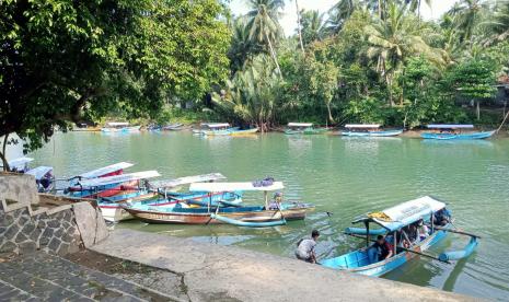 Suasana objek wisata Green Canyon, Kabupaten Pangandaran, Jawa Barat.