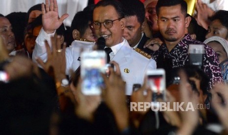 Jakarta governor Anies Baswedan delivered his first speech at City Hall, Jakarta, Monday (October 16) night. 