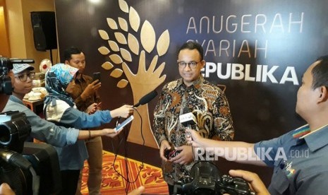 Gubernur DKI Jakarta Anies Baswedan di acara Anugerah Syariah Republika, JW Marriott, Jakarta, Rabu (6/12).