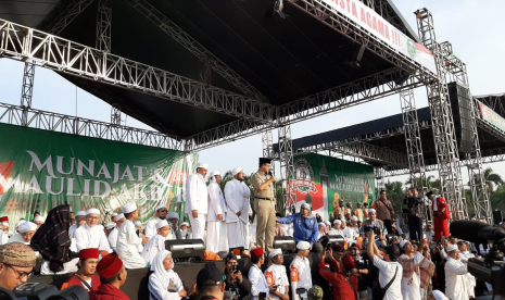 Gubernur DKI Jakarta Anies Baswedan menghadiri acara Reuni 212 di  Monas, Senin (21/1)