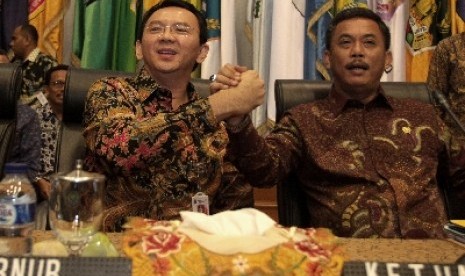   Gubernur DKI Jakarta Basuki Tjahaja Purnama atau Ahok dan Ketua DPRD DKI Prasetio Edi Marsudi.