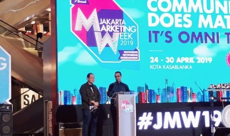 Gubernur Jakarta, Anies Baswedan membuka Jakarta Marketing Week 2019 di Kota Kasablanka, Jakarta Selatan, Rabu (24/4).