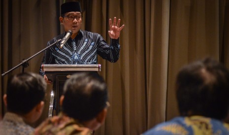 Gubernur Jawa Barat Ridwan Kamil menjadi pembicara sekaligus membuka kegiatan Diseminasi Strategi Nasional Pencegahan Korupsi di Bandung, Jawa Barat, Kamis (6/12/2018).