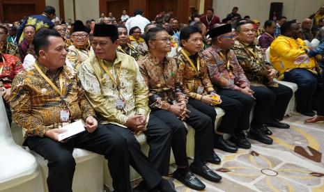 Gubernur Kalimantan Selatan H Sahbirin Noor atau Paman Birin Penyampaian Laporan Hasil Pemeriksaan Atas Laporan Keuangan Pemerintah Pusat (LHP LKPP) TA 2023, di Balai Sidang Jakarta (JCC), Jakarta, Senin (8/7/2024).