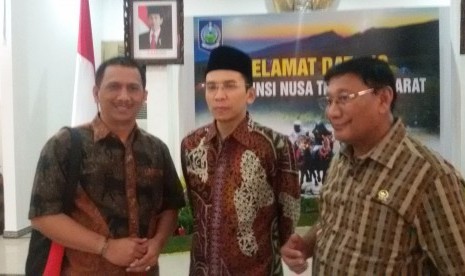 Gubernur NTB, Muhammad Zainul Mazdi menerima kunjungan Wakil Ketua DPD Farouk Muhammad dan anggota I Gede Pasek Suardika