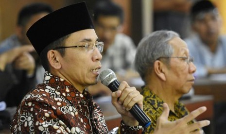 Gubernur NTB TGB Zainul Majdi menjadi narasumber dalam acara diskusi Forum belajar bersama bertemakan Toleransi Beragama/ Berkeyakinan di Indonesia : Fakta dan Prospeknya di Kampoeng Percik (The Institute For Social Research, Democracy and Social Justice) di Salatiga, Semarang, Jawa Tengah, Kamis (28/3).