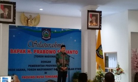 Gubernur NTB TGH M Zainul Majdi menerima kunjungan Ketua Umum Gerindra Prabowo Subianto di Pendopo Gubernur NTB, Jalan Pejanggik, Mataram, Selasa (7/3).