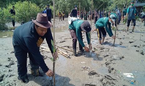 Guna mencegah terjadinya abrasi, relawan Dompet Dhuafa Volunteer lakukan aksi tanam pohon di Bagan Percut, Kecamatan Percut Sei Tuan, Kabupaten Deli Serdang, pada Minggu (17/1). 