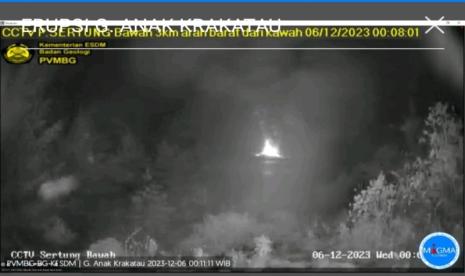 Gunung anak Krakatau dari cctv PVMBG. 