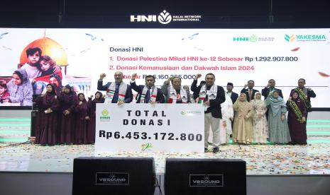 Halal Network International (HNI) melakukan penggalangan donasi untuk Palestina saat merayakan Milad ke-12.