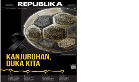 Halaman muka Koran Republika edisi Senin 3 Oktober 2022 berjudul Kanjuruhan, Duka Kita.