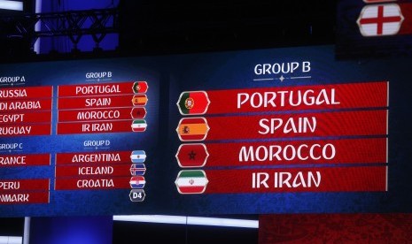 Hasil undian grup putaran final Piala Dunia 2018, di Zurich, Swiss, Jumat (1/12), menempatkan Spanyol dan Portugal satu grup.