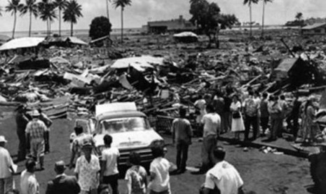 Hawaii saat dilanda tsunami pada 23 Mei 1960.