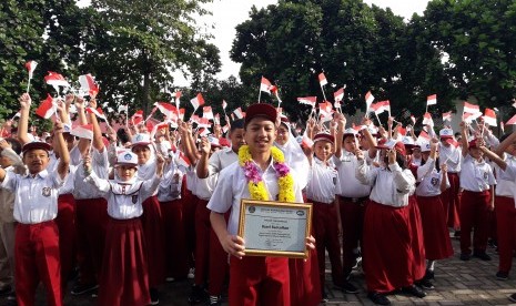 Hazel Ramadhan, juara pertama tingkat nasional Olimpiade Olahraga Siswa Nasional (O2SN) cabang karate.