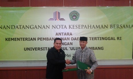 Helmy Faisal Zaini setelah menandatangani MOU dengan Universitas Darul Ulum, di Jakarta, Jumat (9/5).