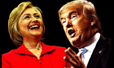 Hillary Clinton dan Donald Trump (Ilustrasi)