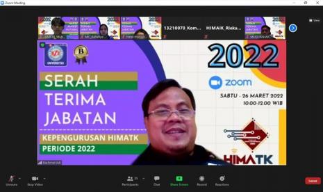 HIMATK Universitas BSI melangsungkan pelantikan pengurus dan sertijab secara online pada Sabtu (26/3/2022). 