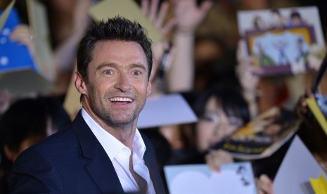 Hugh Jackman dalam gala premiere film Wolverine