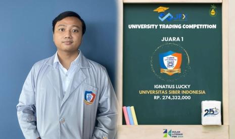 Ignatius Lucky, mahasiswa Program Studi Sistem dan Teknologi Informasi Cyber University, berhasil meraih Juara 1 dalam University Trading Competition yang diselenggarakan oleh Jakarta Futures Exchange (JFX), dengan periode mulai dari 29 Juli hingga 30 Agustus 2024.