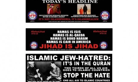 iklan anti-islam milik Pamela Geller yang akan ditempelkan di bus kota New York