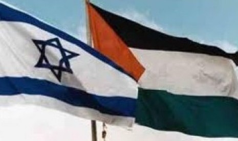 Ilustrasi Bendera Israel dan Palestina