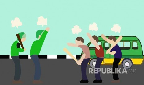 Ilustrasi Bentrok Ojek Online dengan Angkot