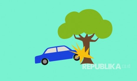 Seorang pengendara mobil yang diduga sedang mabuk menabrak pohon di Jalan Tentara Pelajar, Kecamatan Bogor Tengah, Kota Bogor, Rabu (7/7). Sebelum menabrak pohon, mobil tersebut sempat dikejar pengendara lain karena berkendara secara ugal-ugalan. (Ilustrasi Kecelakaan)