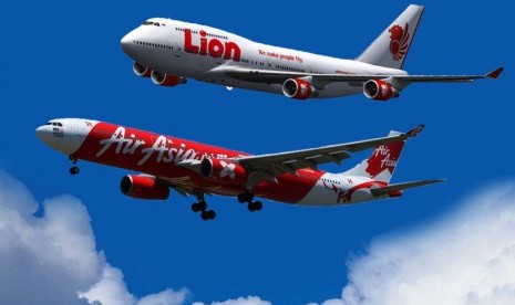 ilustrasi Lion Air dan Air Asia