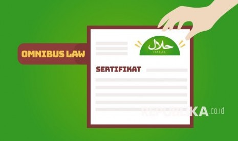 Ilustrasi Omnibus Law Halal. RUU Omnibus Law Cipta Kerja membuat sejumlah perubahan signifikan pada UU Jaminan Produk Halal.