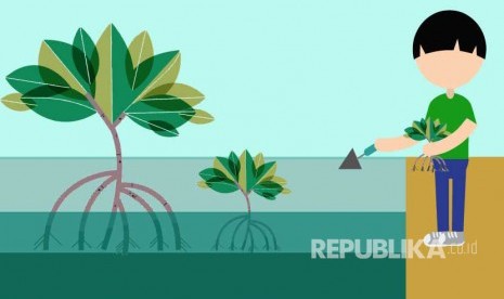 Ilustrasi Penanaman Pohon Mangrove